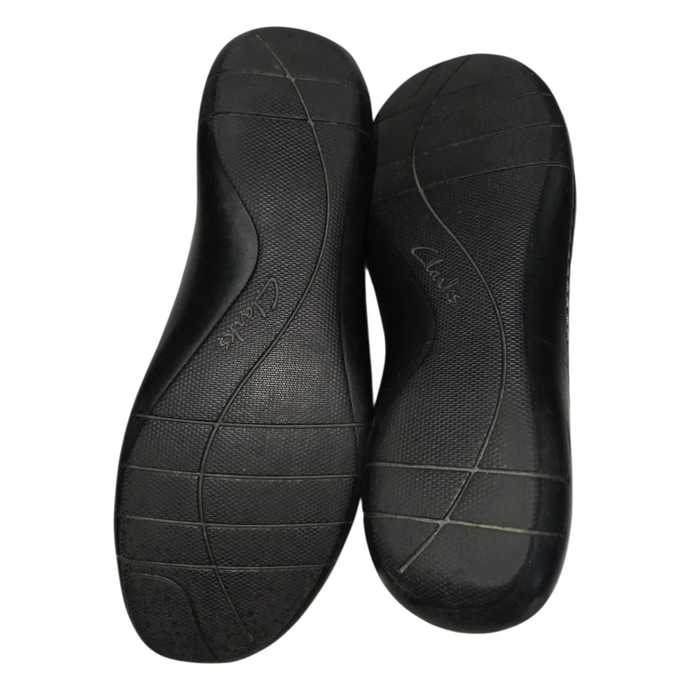 Clarks Collection Black Leather Croc‎ Embossed Loafers Womens 8